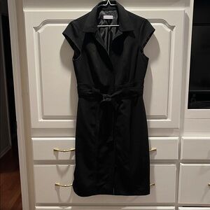 Calvin Klein Belted Black Sleeveless Dress